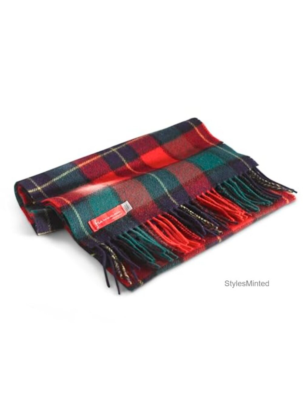 Irish Lambswool Plaid Scarf Soft Warm 60x12